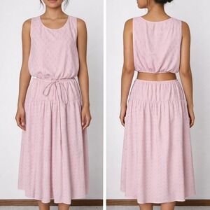Splendid Midi Dress Womens Sizse XL Pink Peekaboo Tiered Beach Sundress NWT